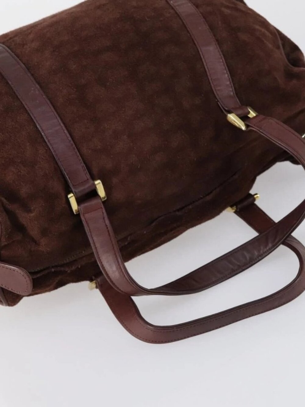 Christian Dior BOTTEGA VENETA Hand Bag Suede PVC 2 Set Brown Gold Auth bs30859 - Picture 5 of 16